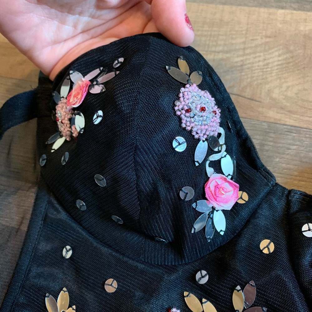 VS Vintage Y2K pink label rhinestone floral rosette embroidered crystal corset - Picture 6 of 13